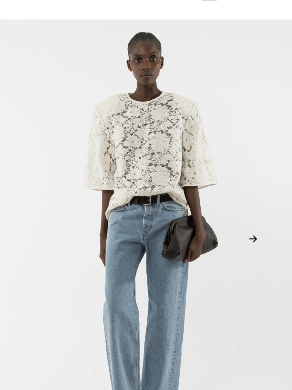 Iso Looking For Lace Boxy Top in Cream - Women's Short Sleeve Blouse